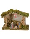 Cabaña con pesebre completo de Natividad Landi de 30x15x21 cm h