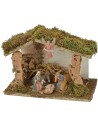 Cabaña con pesebre completo de Natividad Landi de 30x15x21 cm h