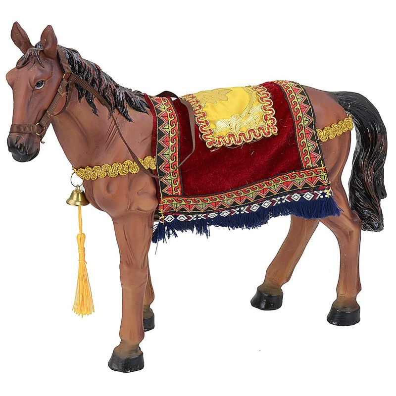 Cavallo in resina con drappo per statue da 30-40 cm Mondo