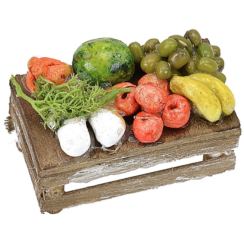 Banco de frutas y verduras cm 5x3x2,5 h. Mundo Pesebres