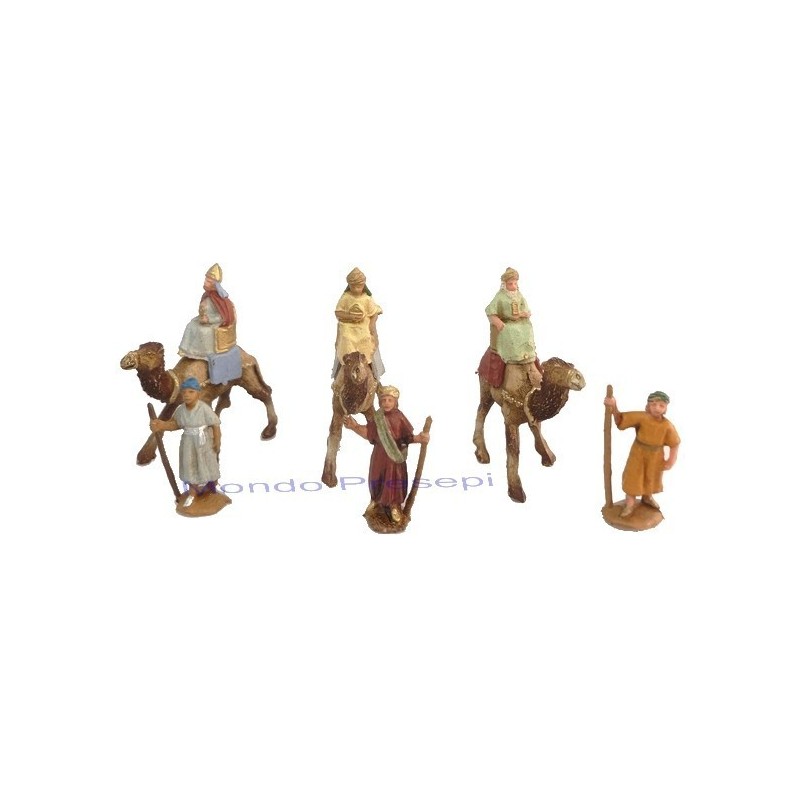 Tre Re magi cm 6 su cammello con cammelieri Mondo Presepi