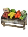 Banco con frutas y verduras cm 7x3,5x4,2 h Mundo Pesebre