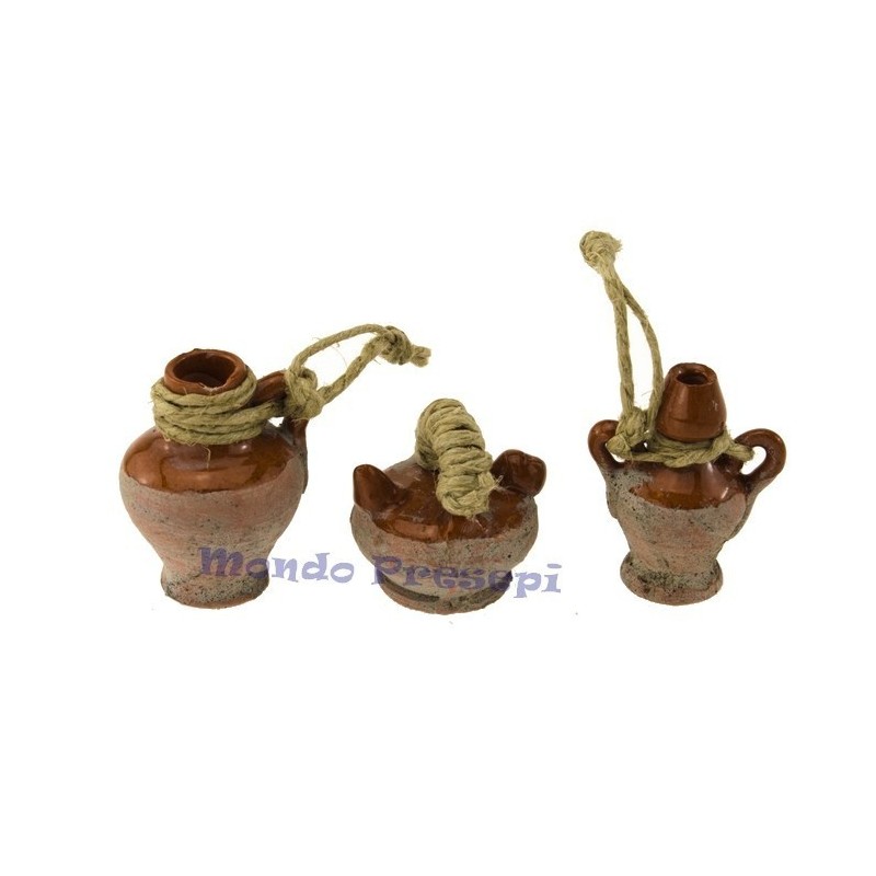 Set of 3 amphorae in aged terracotta cm 3