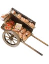 The wagon with the bread and pizzas