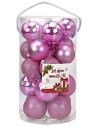 Set 24 palline rosa ø 6-7 cm per albero di Natale Mondo Presepi