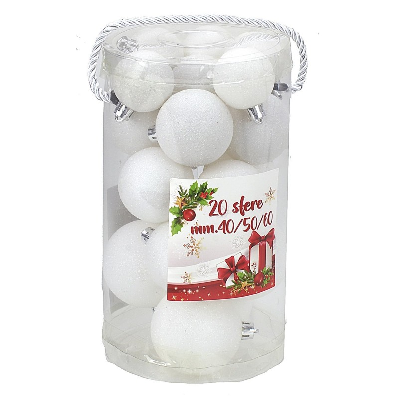 Juego de 20 bolas blancas ø 4-5-6 cm para árbol de Navidad Mondo