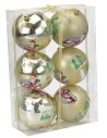 Set 6 palline oro con Babbo ø 8 cm per albero di Natale Mondo