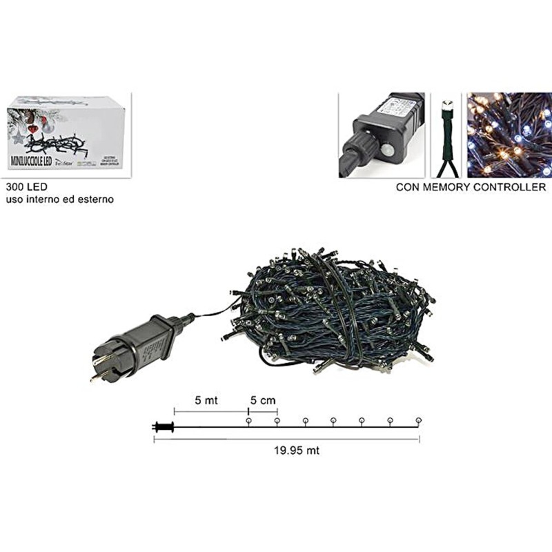 Cadena de 300 luces LED blanco cálido y frío con juegos de luces para