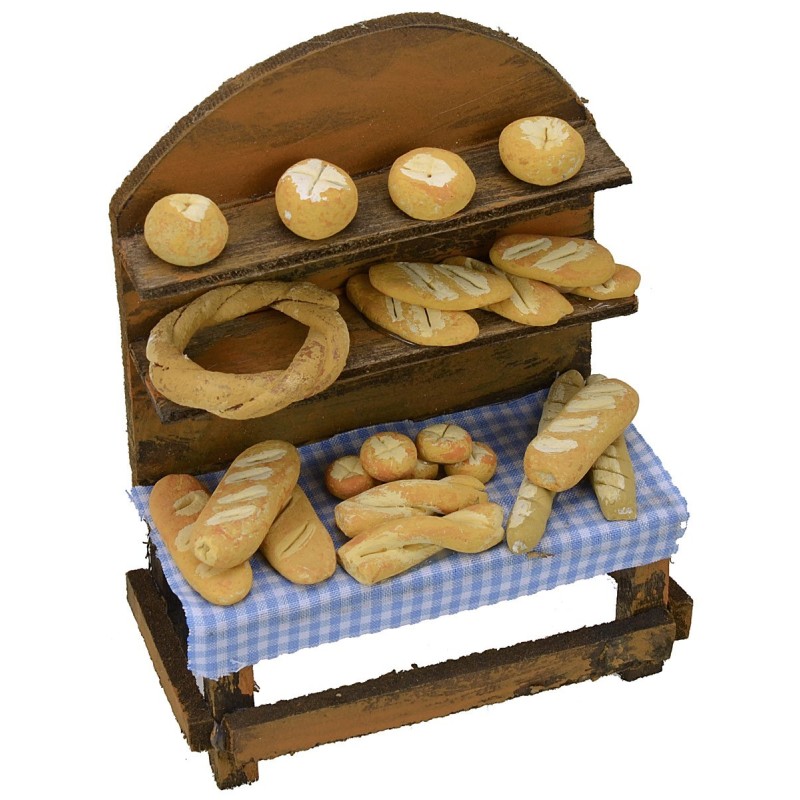 Banco con pane cm 9,7x5,2x12,7 h Mondo Presepi