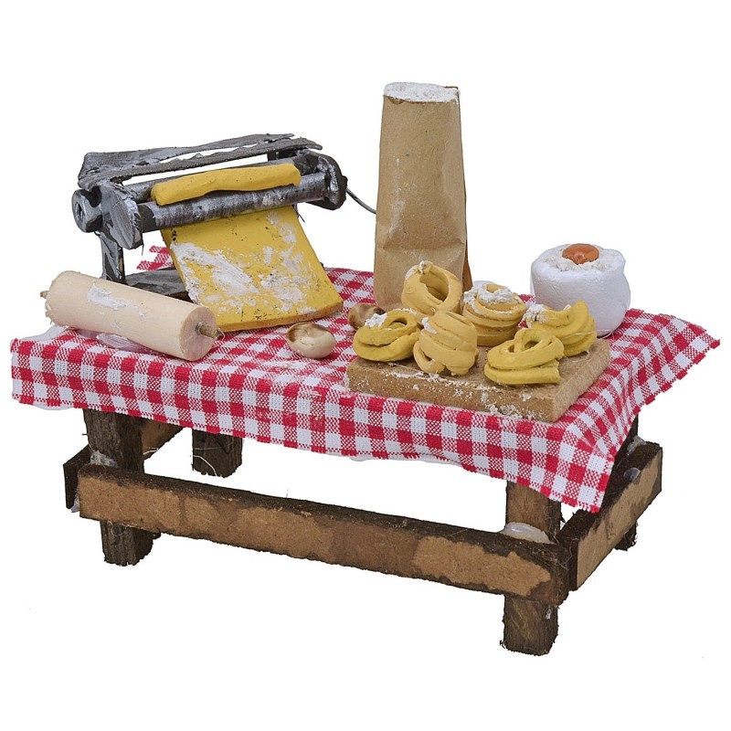 Mesa con pasta fresca cm 9,8x5,6x4 h Mundo Pesebre