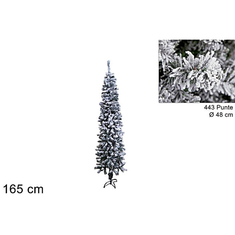 Albero innevato super slim h 165 cm a 443 punte