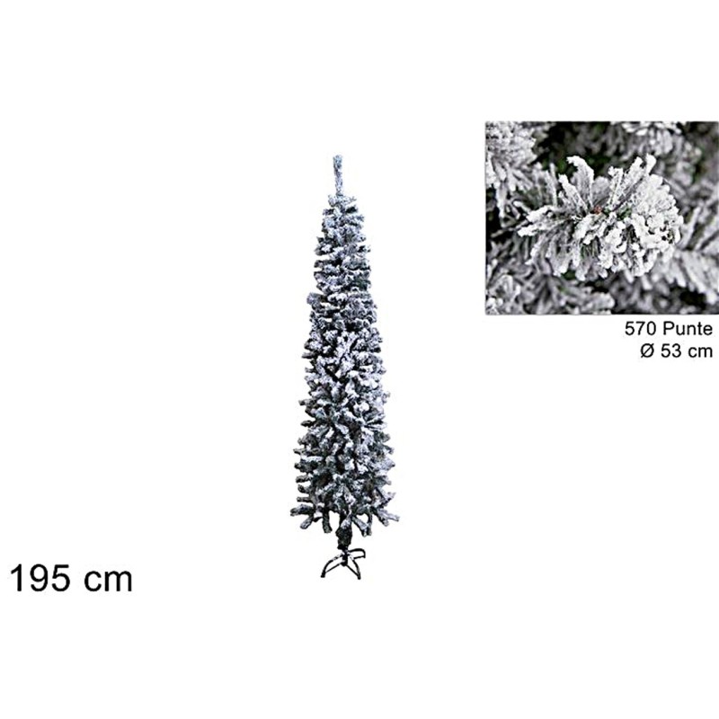 Árbol nevado súper delgado h 195 cm con 570 puntas Mondo Presepi