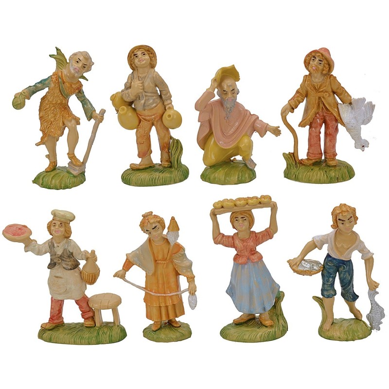 Set de 8 figuras de 8 cm en PVC Mundo Pesebres.