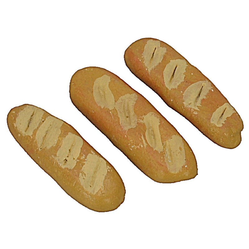 Paquete de 3 piezas de pan ciabatta de 3,6x1,1x0,6 cm h Mondo Presepi