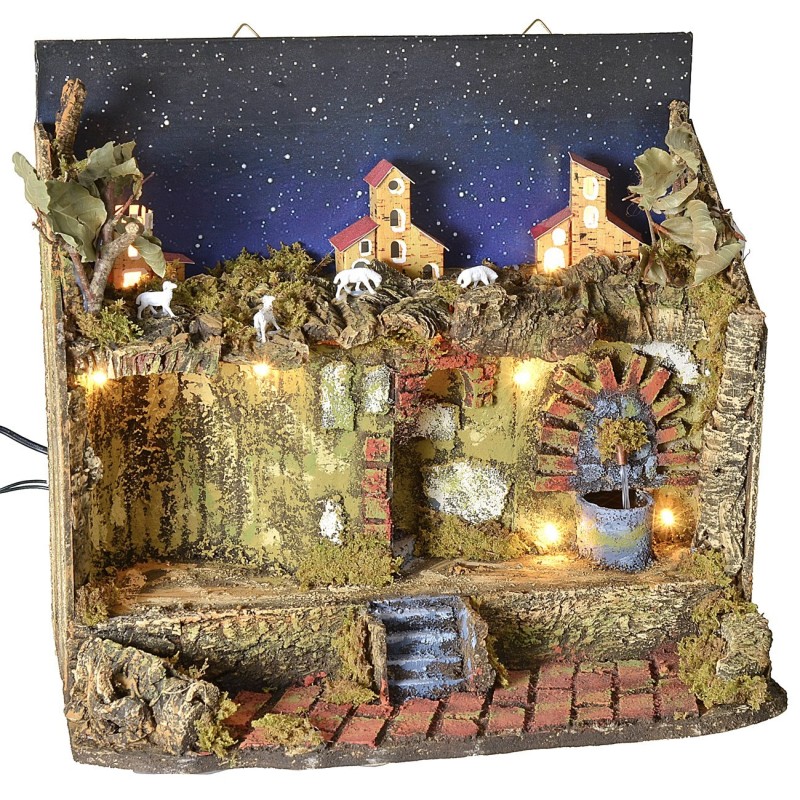 Illuminated crib to hang with functioning fountain cm