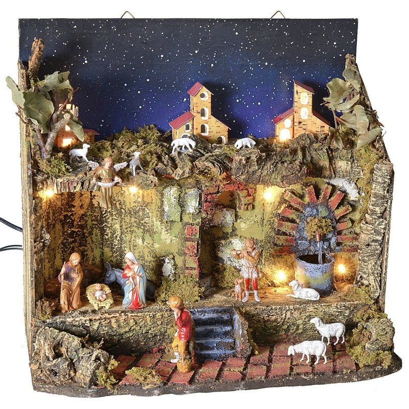 Illuminated crib to hang with functioning fountain