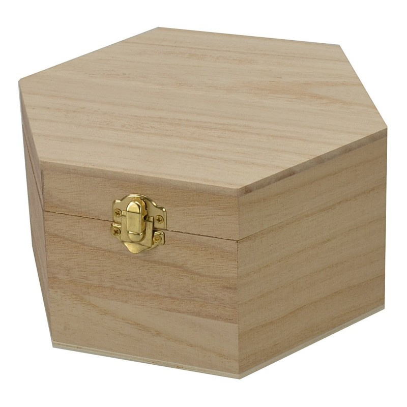 Caja hexagonal de madera de 18,7x16,2x9,8 cm de alto Mundo Pesebres