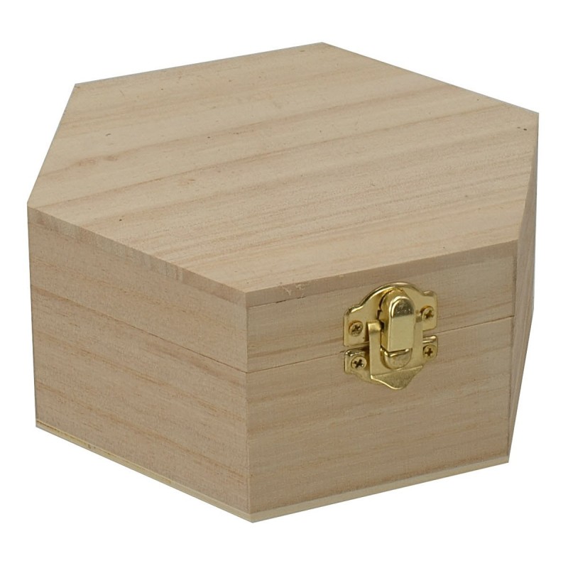 Caja hexagonal de madera de 15x12,6x6,8 cm de altura Mundo Belenes