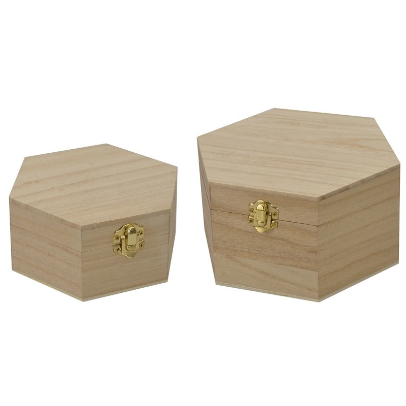 Juego de dos cajas hexagonales de madera Mondo Presepi