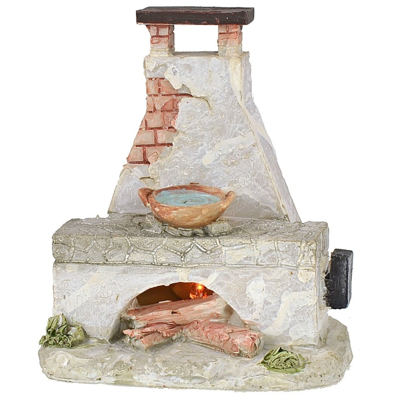 Chimenea con fuego a pilas de tamaño 10x6x11 cm h