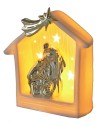 Natividad y cabaña de porcelana con luz de 15,5x9,2x17,2 cm (alto)