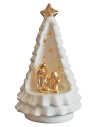 Natividad y árbol de Navidad en porcelana iluminada cm