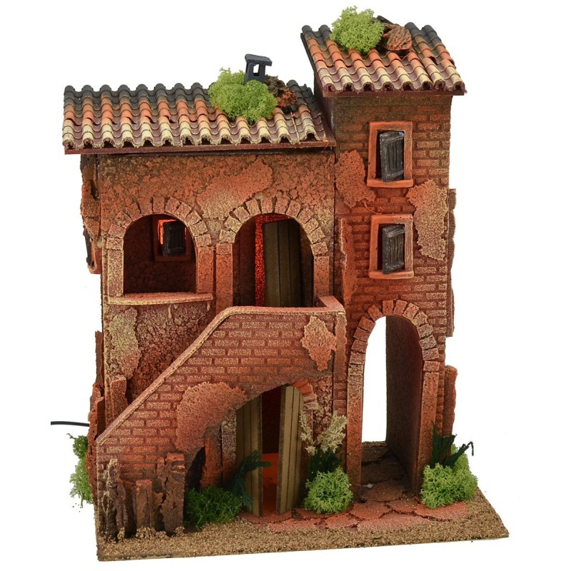 Casa iluminada para Belén cm 35x25x42 h Mundo Belenes