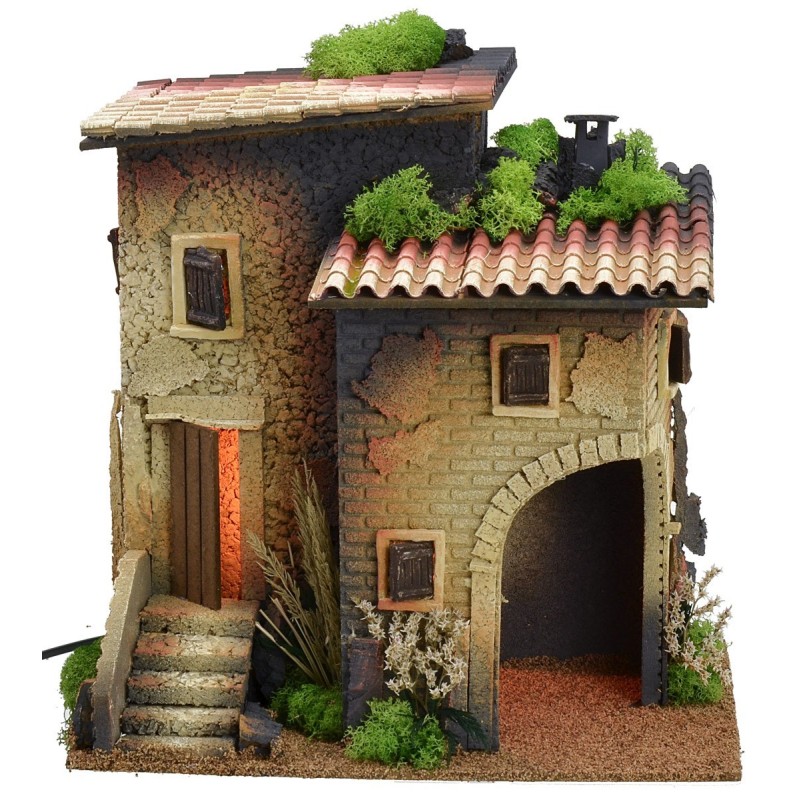 Casa illuminata con grande arco angolare cm 35x25x36 h