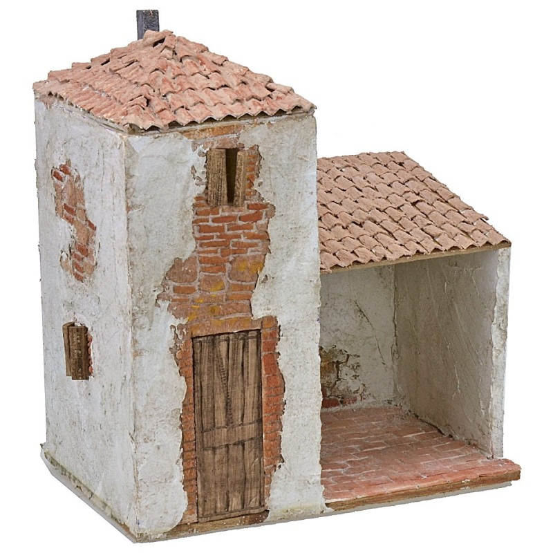 Casa estucada con pórtico de 24x16x29,5 cm de altura Mundo Pesebres.