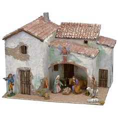 Borgo modulare presepe completo statue 10 cm napoletano 3 moduli 60X240X35  cm