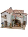 Borgo stuccato illuminato completo di statuine cm 40x30x31 h