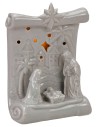 Natividad y pergamino de porcelana con luz de 10x6,5x14 cm h.