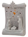 Natividad y pergamino de porcelana con luz de 10x6,5x14 cm h.