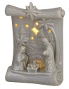 Natividad y pergamino de porcelana con luz de 10x6,5x14 cm h.