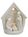 Natividad y establo de porcelana con luz de 14x9,2x16 cm h Mondo.