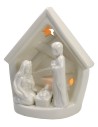 Natividad y establo de porcelana con luz de 14x9,2x16 cm h Mondo.