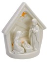 Natividad y establo de porcelana con luz de 14x9,2x16 cm h Mondo.