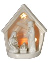 Natividad y establo de porcelana con luz de 14x9,2x16 cm h Mondo.