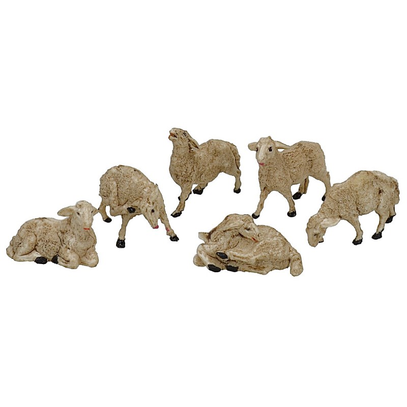 Set 6 pecore presepe in pvc per statuine cm 8 Mondo Presepi