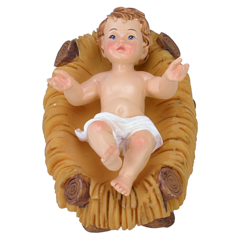 Baby Jesus cm 6,5x4,5 in resin with cradle for 20 cm statues