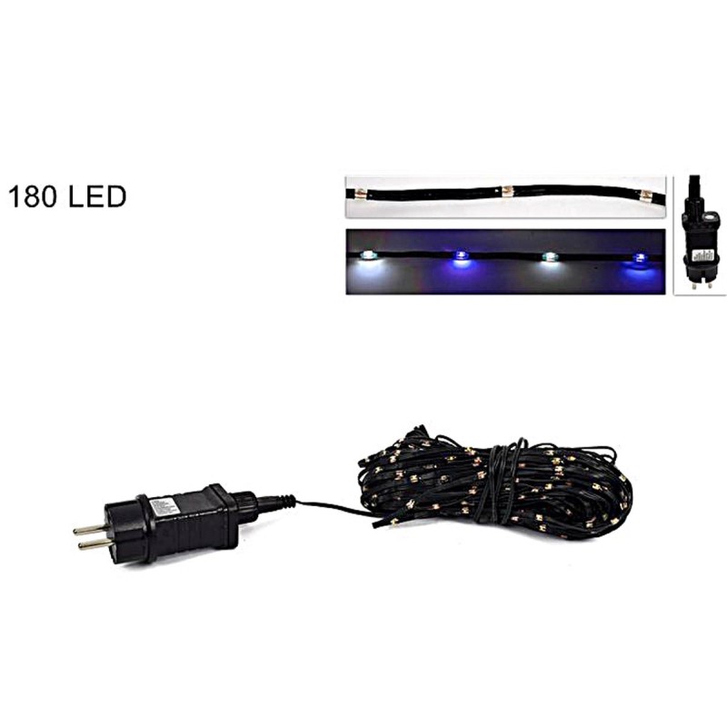 Cadena micro led hilo plano 180 led blanco frío-azul uso