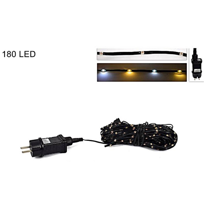 Cadena micro led hilo plano 180 led blanco frío-cálido uso