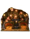 Illuminated nativity scene with working fountain and grotto 60x34x43 cm