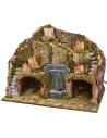 Illuminated nativity scene with working fountain and grotto 60x34x43 cm