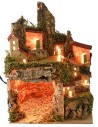 Presepe illuminato con paesaggio e grotta cm 20x14x25 h