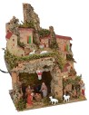 Illuminated crib with grotto complete with Landi Nativity