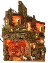 Illuminated crib with grotto complete with Landi Nativity