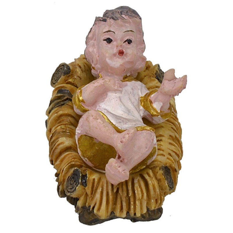 Niño Jesús de 5 cm en resina con cuna para estatuas de 15 cm Mundo