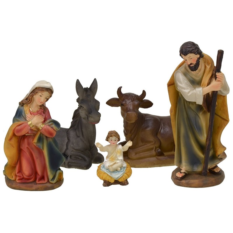 Natividad 5 figuras con Jesús sentado en resina serie 15 cm Mundo