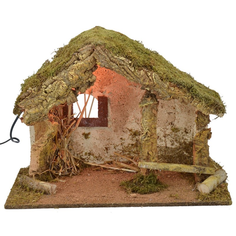 Capanna per presepe illuminata cm 50x24x36 h Mondo Presepi